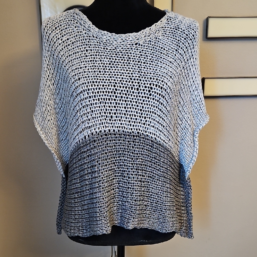 Eileen Fisher Gray and White Knit Sweater